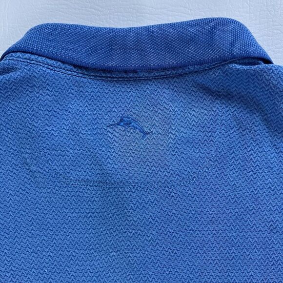 Tommy Bahama Men's Modal Polyester Textured Polo Shirt Blue Lightweight XL - Picture 4 of 16